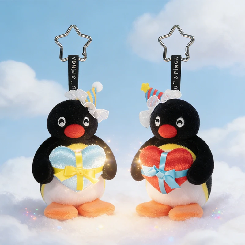 Pingu-Llavero de peluche de la serie bendición de pingüino auténtico, regalo de cumpleaños para niñas, ambiente festivo Kawaii, se puede colgar en bolsas