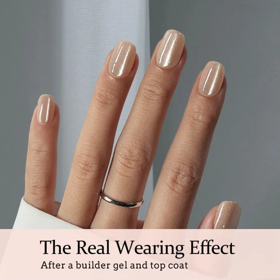 Punte per unghie quadrate in gel morbido Cat Eye Glitter Press On Nails per unghie corte dall'aspetto naturale SoakOff Unghie finte acriliche wi