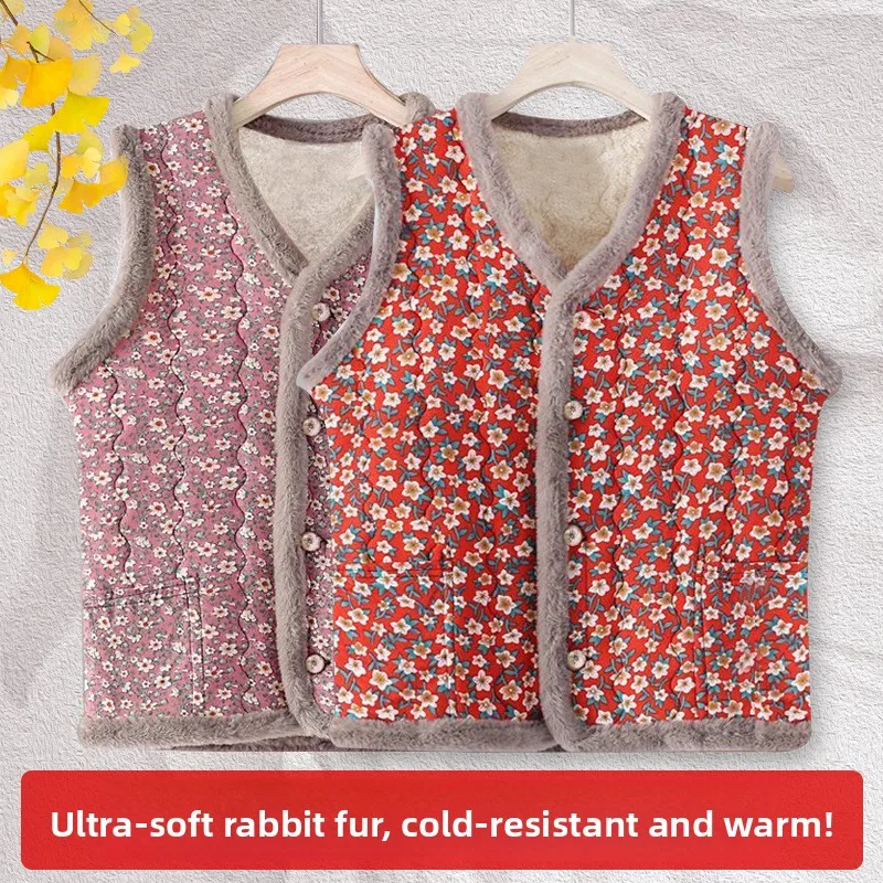 

Утепленный хлопковый жилет на флисовой подкладке для женщин, осенне-зимняя модная верхняя одежда, новая модель, жилет из искусственного кроличьего меха