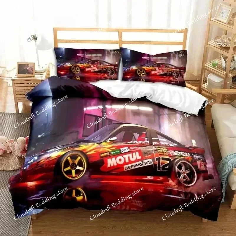 

Drift Cars Cool Racing Car Bedding Set Single Twin Full Queen King Size Bed Set Adult Boys Bedroom 3D Print Men Boys Gift