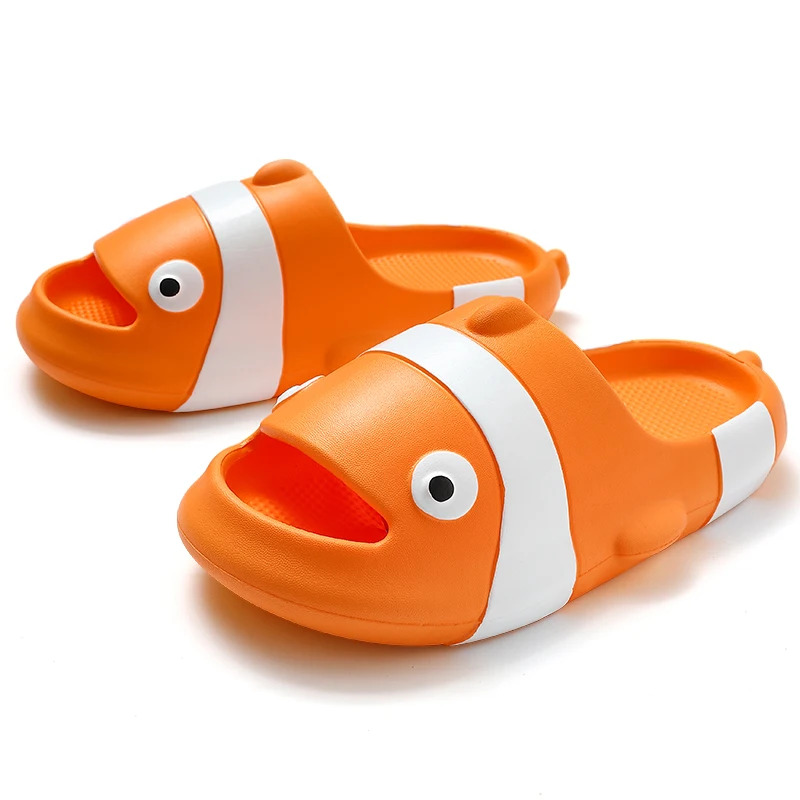 Boys Girl Clown Fish Cloud Slides Non-Slip Open Toe Sandals Cushioned Thick Sole Cartoon Shower Kids Slippers Indoor Outdoor