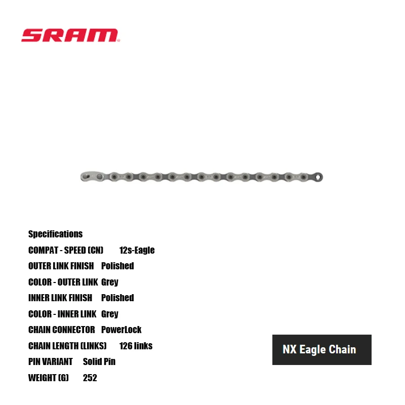 

SRAM NX EAGLE CHAIN 12s-Eagle 126 links Unique features and design also provide significantly improved