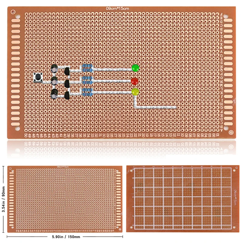 5 buah 9x15cm satu sisi DIY kertas prototipe PCB Universal papan Bakelite eksperimental 9*15