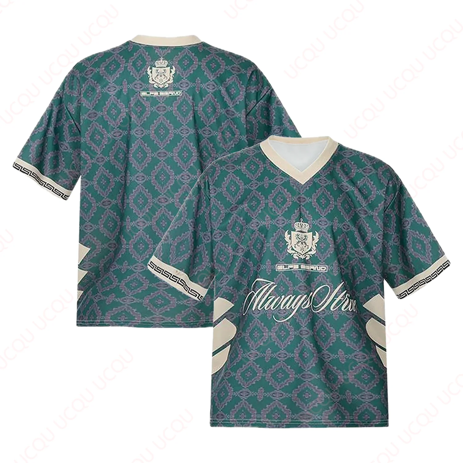 

Always Strive Green Patterned Jersey T-Shirt Newest Outdoor Jersey Summer Classic Tee Adults Loose Exercise Motorcycle Jersey