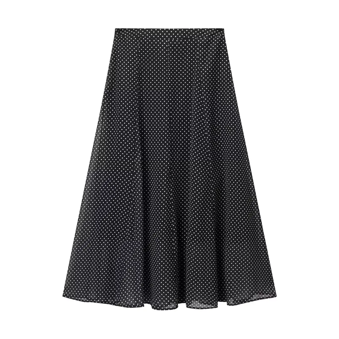 CharmChant Dames Polka Dot Doorschijnend Chiffon Oversized Shirt & Maxi Rok 2-delige set Lente 2026 Retro Elegant Chic Feestoutfits