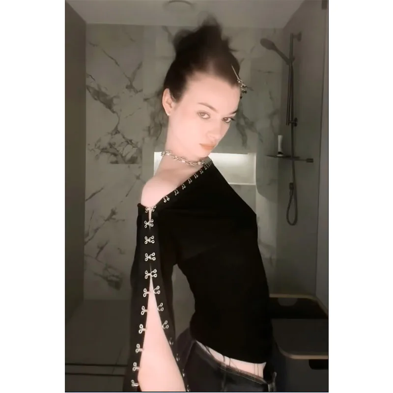

Sexy Slim Fit Long Sleeve T-Shirt Women's Base Layer Inner Wear Top Trendy American Retro Hot Girl Multi-Wear Autumn New Arrival