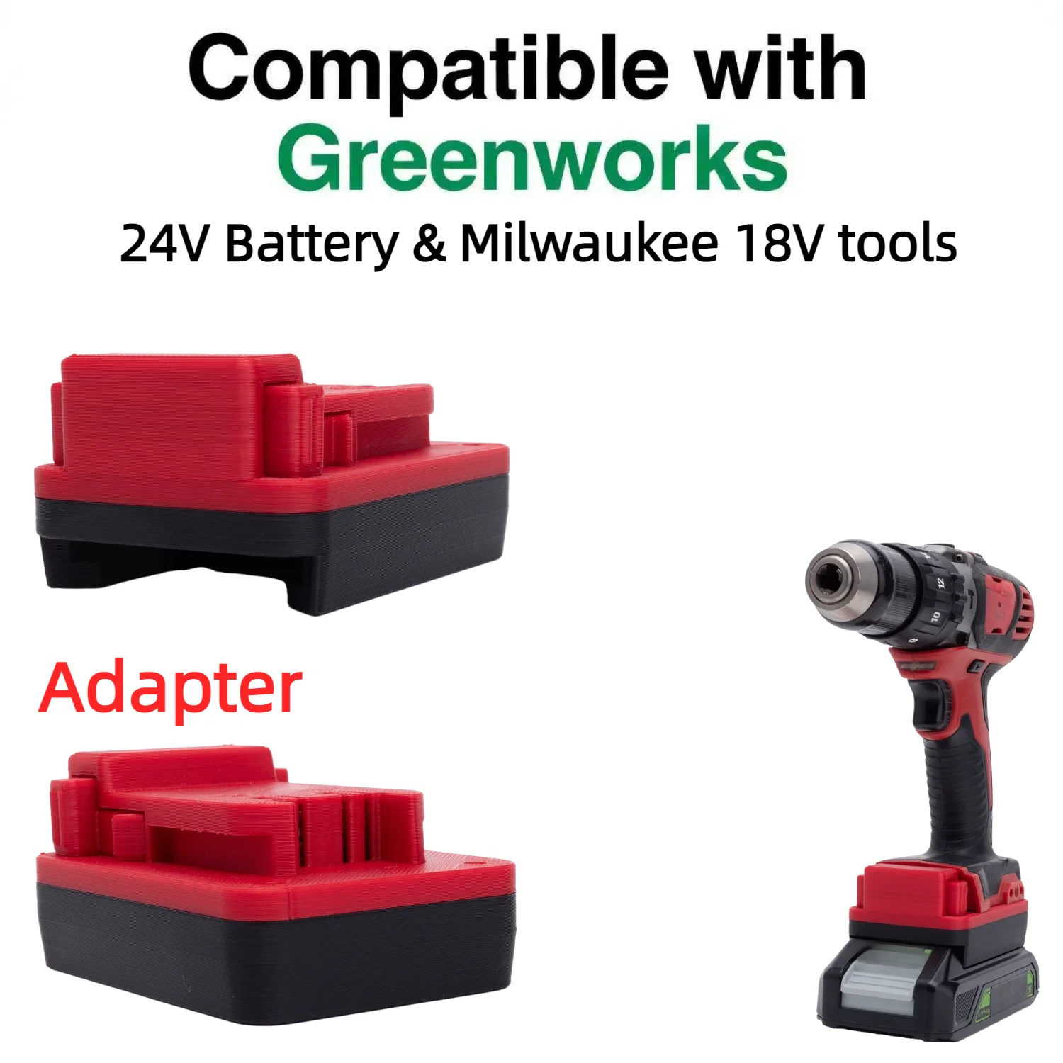 

For Greenworks 24V Series Li-ion Battery TO Milwaukee 18V Cordless Power Tools Battery Adapter/Converter(Only Adapter)