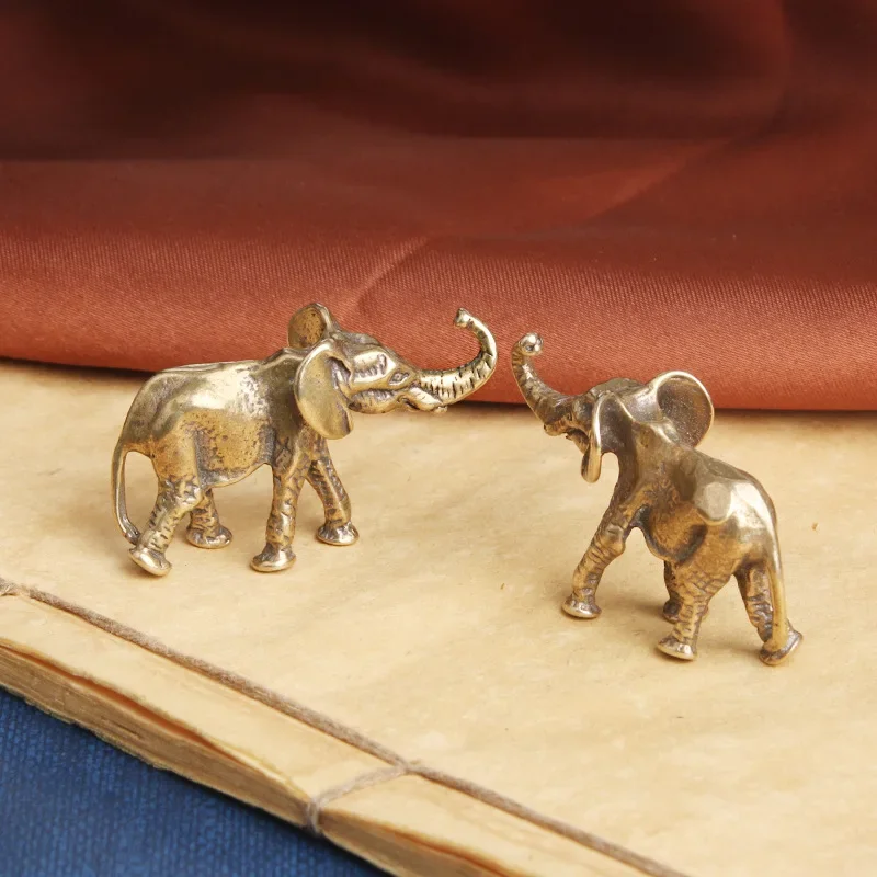 Retro Brass Elephant Miniatures Figurines Get Rich and Get Lucky Feng Shui Elephant Home Room Decoration Accessories Gitfs