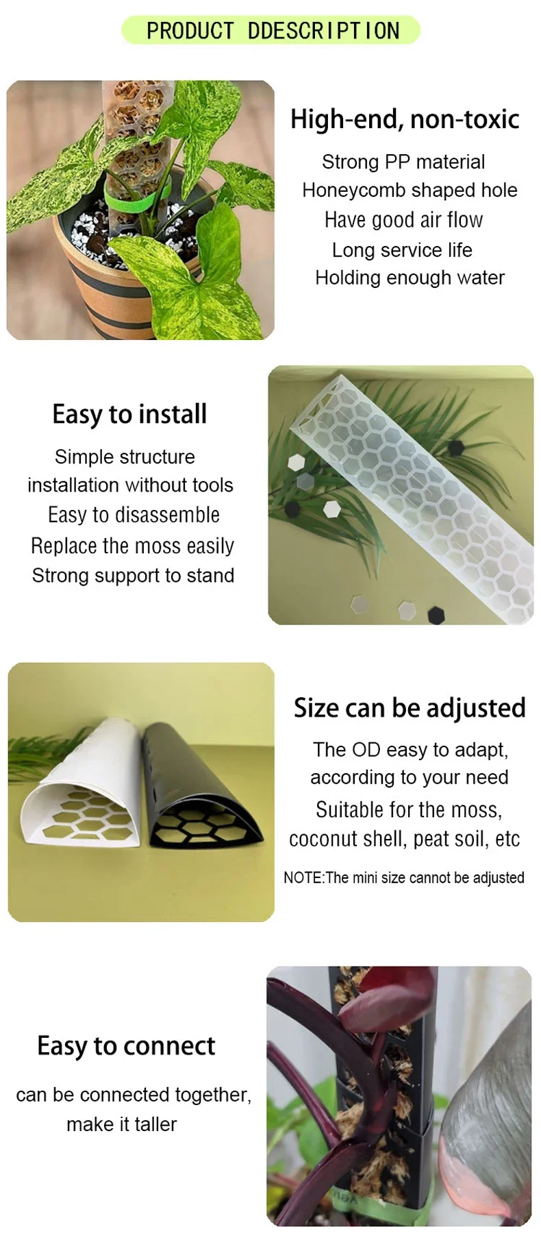 3er-Set Moosstangen für Zimmerpflanzen – Kletterhilfen und Pflanzenstützen für Monstera – Moosstäbe für Pflanzenwachstum – Gartenzubehör – Detail 11