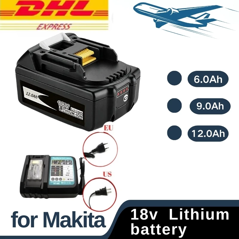 

OriginalMakita18V6.0Ah Rechargeable Lithium Ion BatteryReplacement Battery for Electric Drill BL1860 BL1830 BL1850Tool Batteries