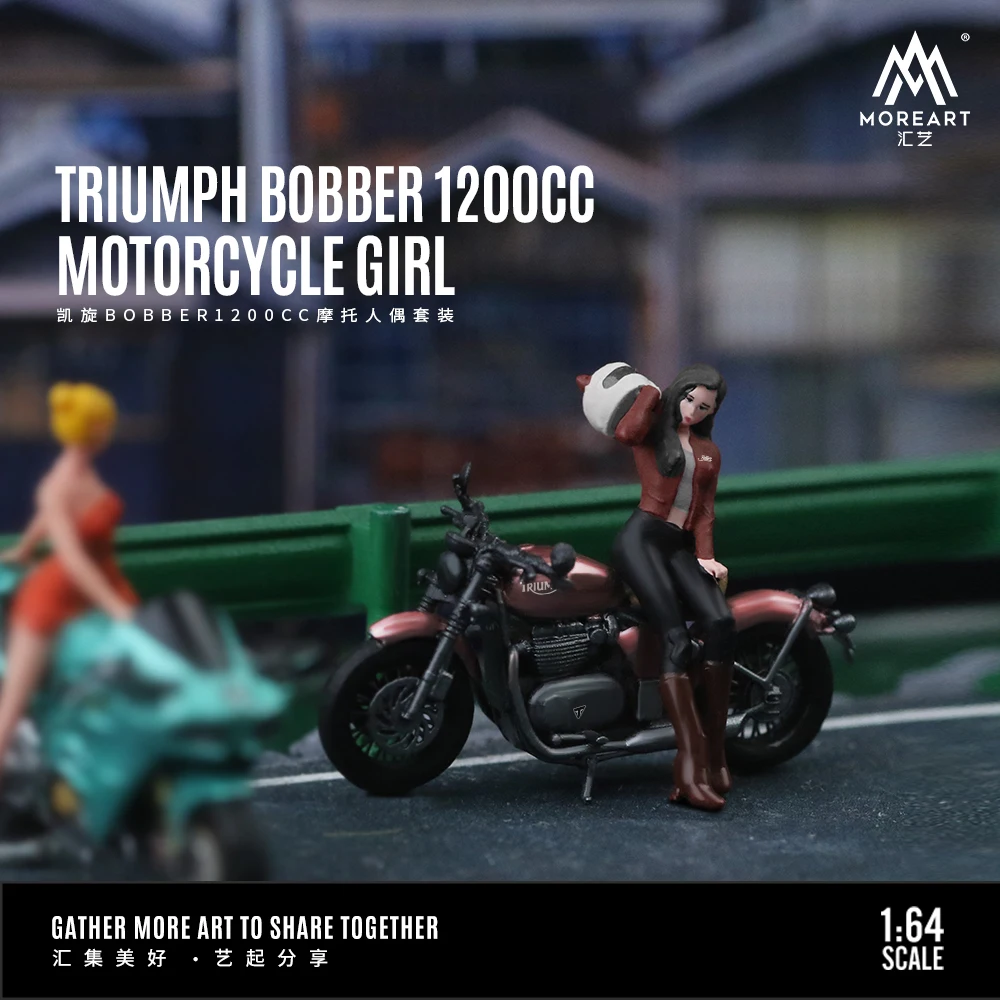 MoreArt 1/64 Triumph BOBBER 1200CC motorcycle Pretty girl resin action figure set