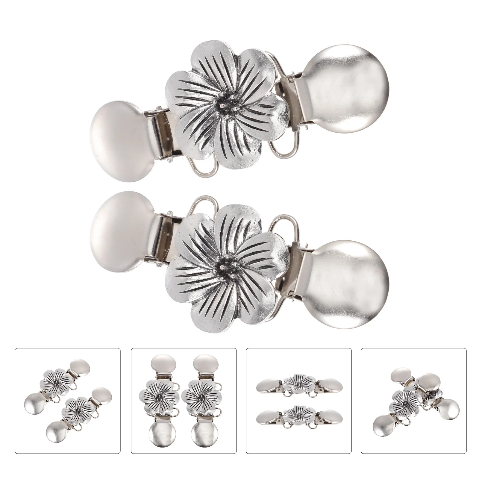 2 قطعة مكافحة أفرغت طوق أبازيم الرجعية زهرة سترة المشابك خمر شال كليب للنساء الملابس والاكسسوارات فستان سترة واقية #5