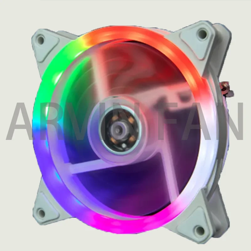 White Chassis Fan 12CM 16 Lights 12025 Cool Dual Aperture Computer Chassis Cooling Fan