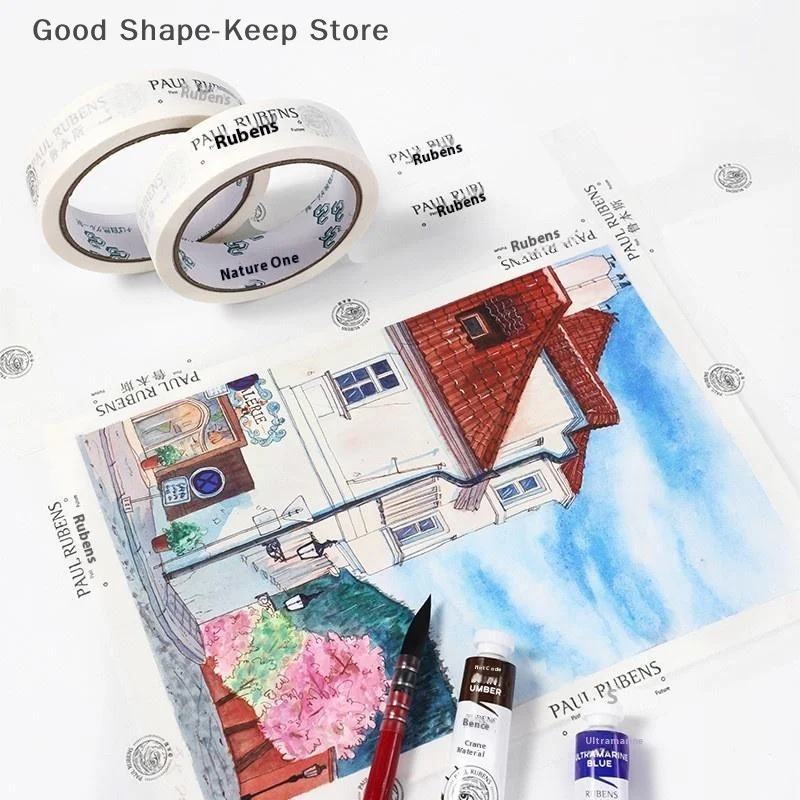 1PC Rubens Watercolor Masking Tape 25mmx20m Lakban untuk Sketsa Lukisan Cat Minyak Seniman Washi Tape Fiksasi Sketsa Lakban Tanpa Jejak