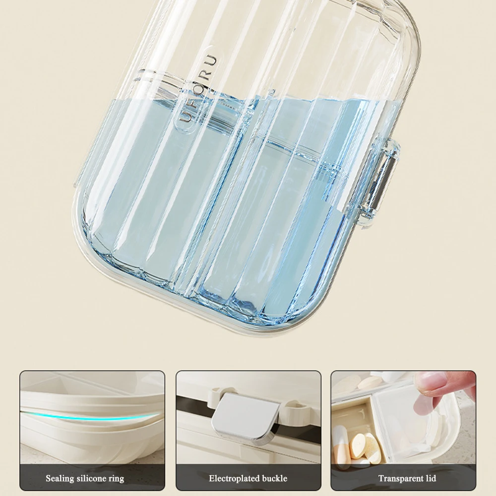 Portable Mini Pillbox for 7 Day Reusable Multi-grid Medicine Box for Small/Large Tablets