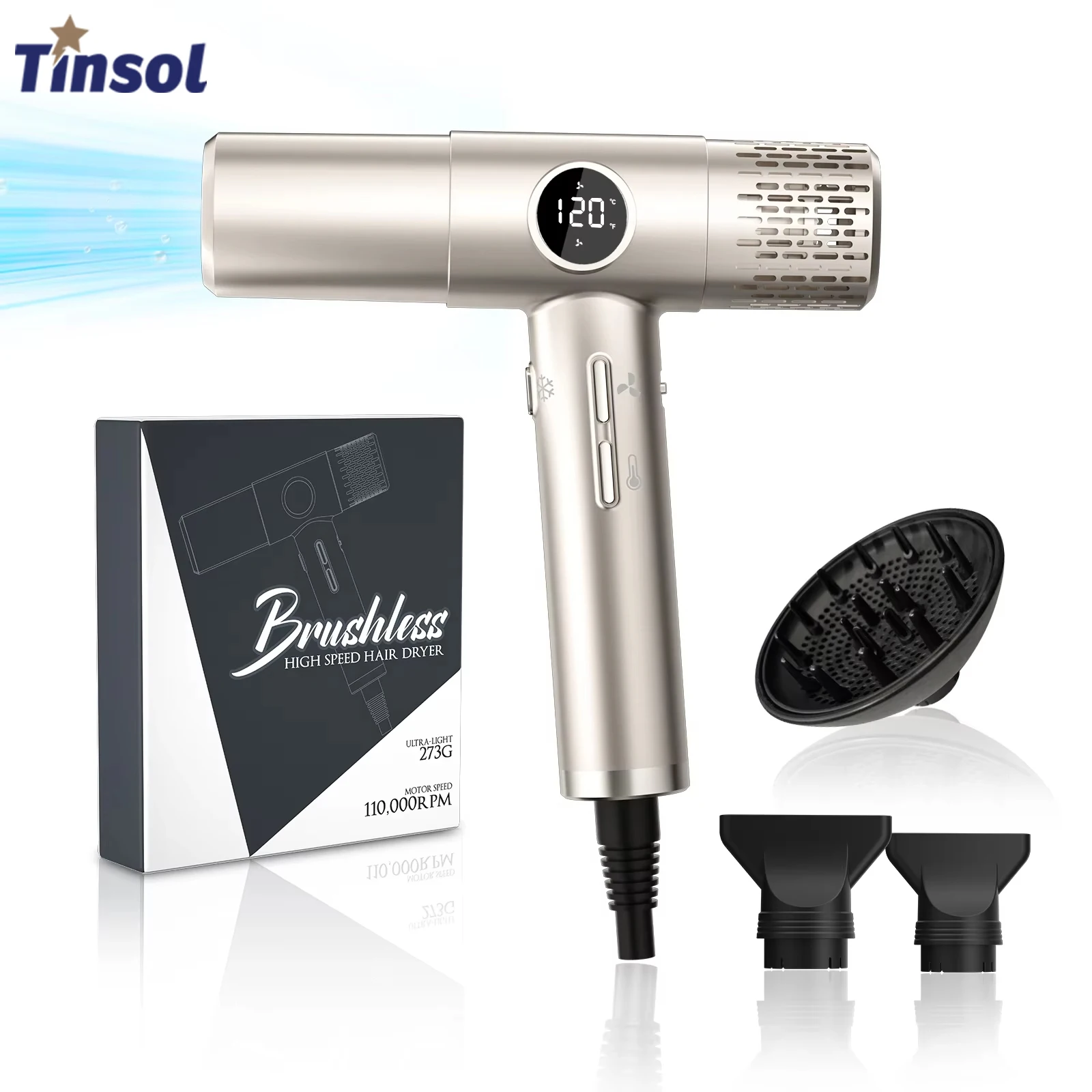 TINSOL Professional High-Speed Hair Dryer with Constant Temperature for Hair Care Salon Tool Home and Travel Portable Hair Dryer
