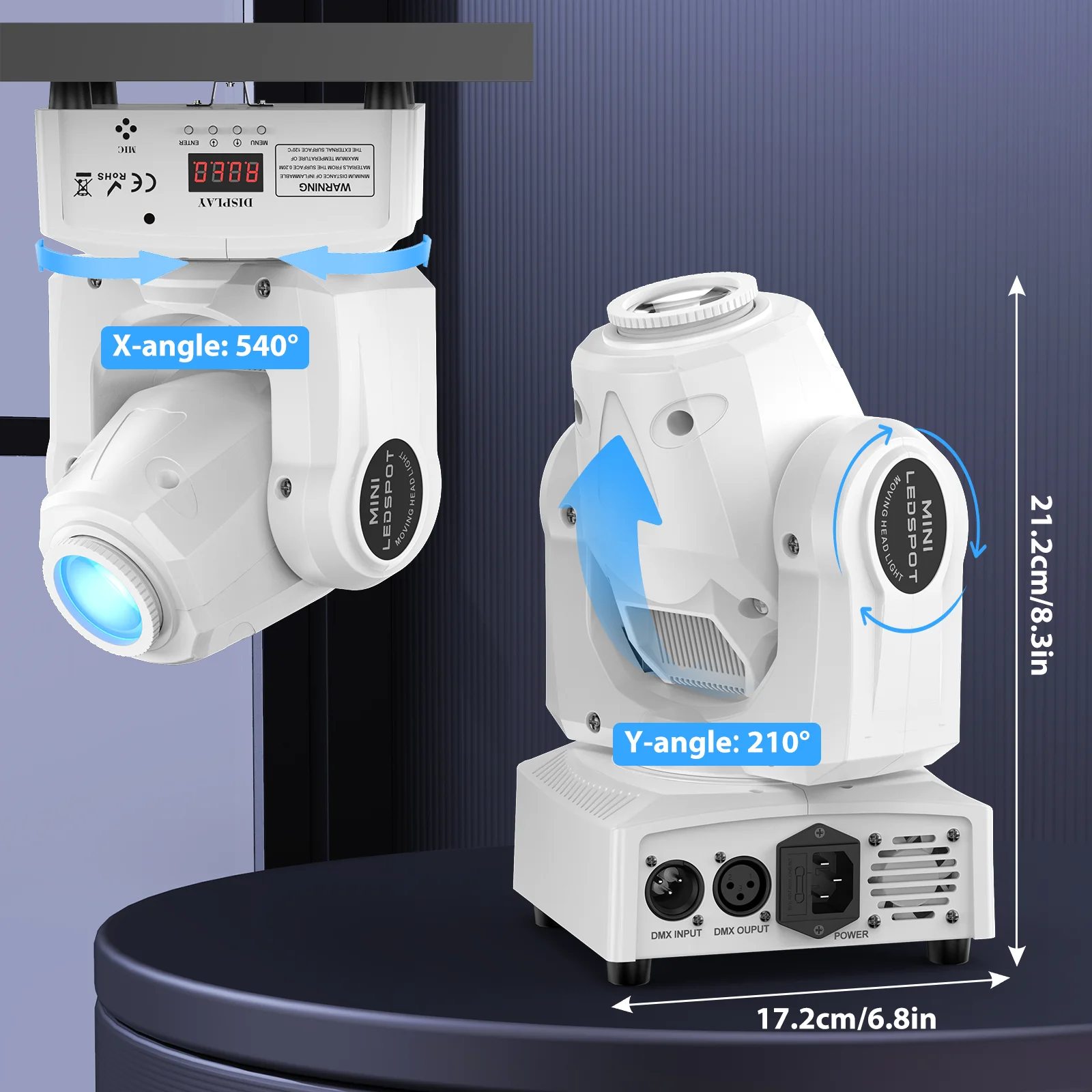 U'King 60W LED ضوء الرأس المتحرك الأبيض 4IN1 RGBW LED 7 Gobos شعاع ضوء المرحلة DMX512 التحكم عن بعد لحفلة عرض ديسكو DJ #6