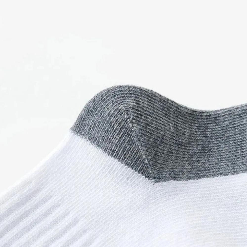 

5 Pairs New Breathable Summer Cotton Sock Two-color Boat Socks Kid Boys Anti-slipping Sock Mesh Student White Socks White Socks