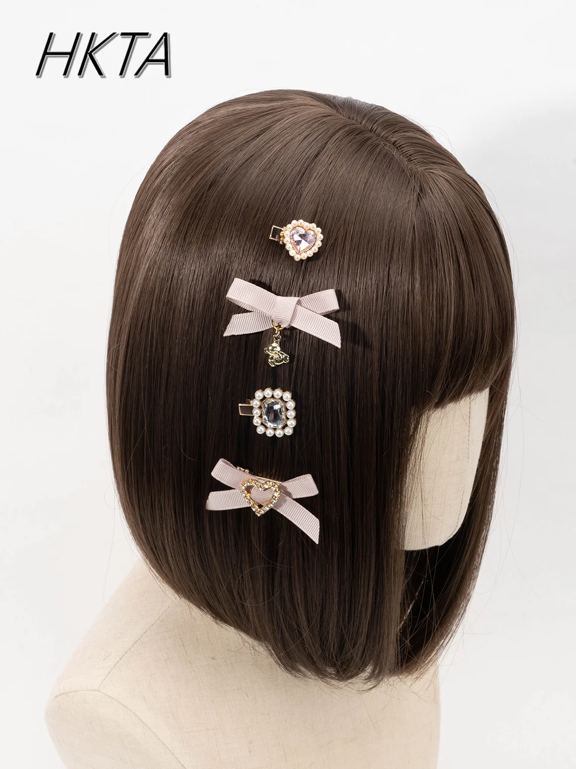 

Sweet Kawaii Lolita Girl Mini Hairpin Mine Mass-produced Japanese Girl Hair Clips Cute Bear Love Bow Braided Hair Accessories