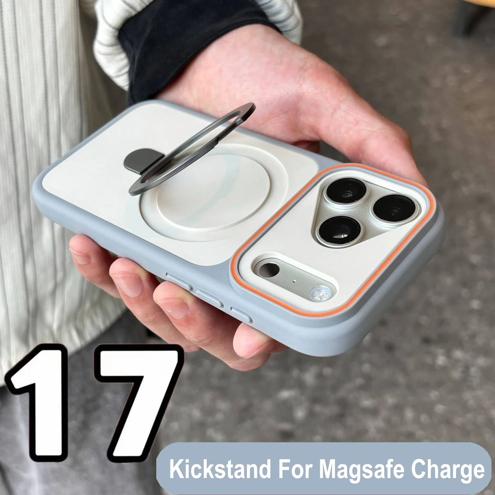 Stoßfeste Matte Schutzhülle mit Ständer für iPhone 17 18 Air 16 14 15 Plus 13 12 Pro Max, kompatibel mit Magsafe, magnetische Panzerhülle – Detail 1