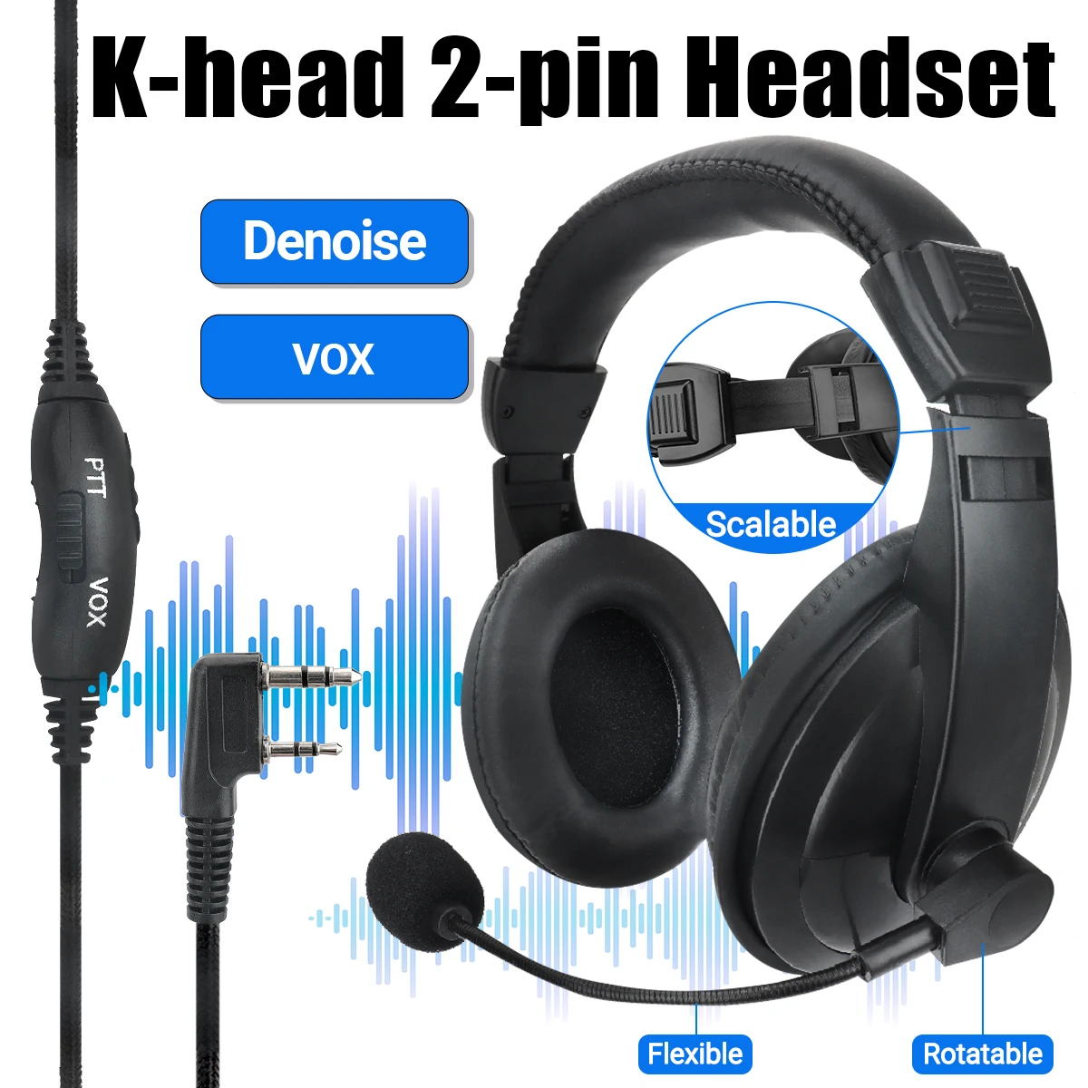 ABBREE PTT VOX MIC Elastyczne słuchawki douszne Dwukierunkowy zestaw słuchawkowy do radiotelefonów Baofeng UV-21 Pro UV-5RH Quansheng UV-K5(8) UV-K6 Walkie Talkie