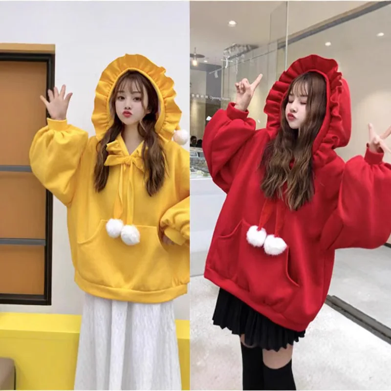 

Рождественская новинка, женская осенне-зимняя толстовка с капюшоном в Корейском стиле, студенческая свободная толстая плюшевая милая куртка, топ Ins, ленивый стиль
