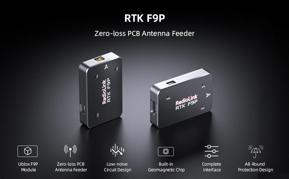 Radiolink RTK F9P Empfänger mit Zentimetergenauigkeit, RTK-Basisstation ANT-B10, RTK-Rover-Antenne ANT-M7 für Drohne, Auto, Boot, PIX, APM, PX4 – Detail 1