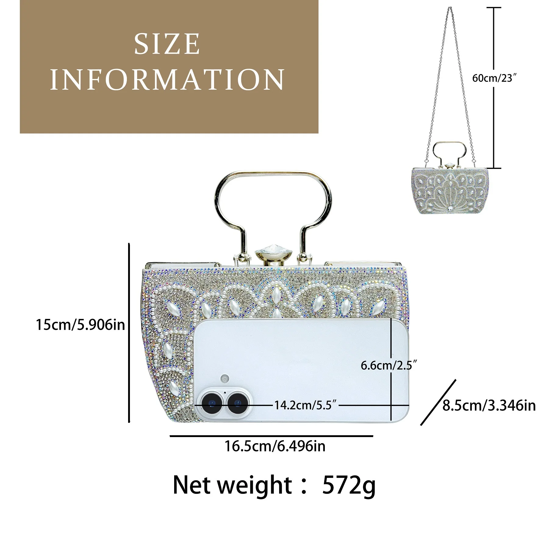 2026 Silver Base Pearl Leaf Rhinestone Metal Top Handle Clutch Women Elegant Runway Prom Wedding Handbag For Middle Aged Ladies