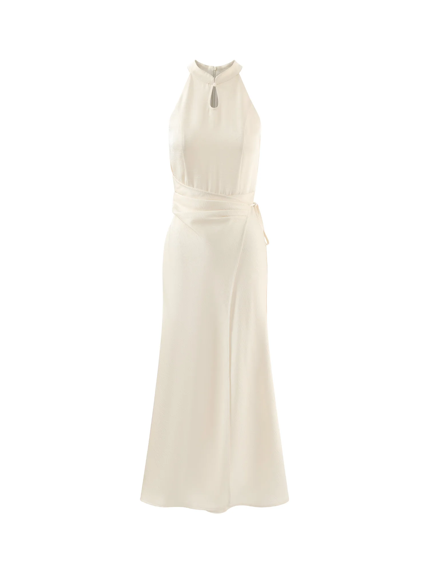 Elegante jacquard mouwloze jurk slim fit maxi-jurk Chinese stijl asymmetrische lange jurk voor dames herfstfeest vrijetijdskleding