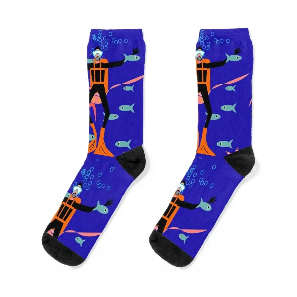 Scuba Diver, in an underwater playground! Socks floral Antiskid soccer luxe Socks Female Men's