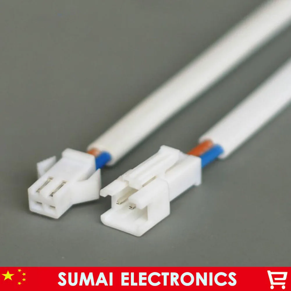 2Pin White JST male female 2.54mm SM-2P plug connector with 12cm cable for electronic circuit,car