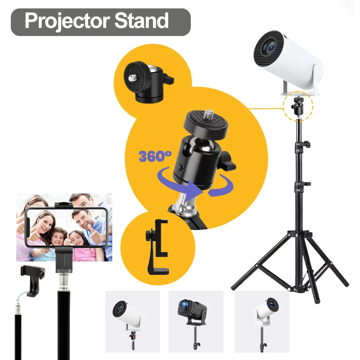Universal Projector Tripod Stand 110cm 160cm Photography Bracket for HY300Pro HY320 Mini Projector Stand Mount with 1/4 Screw