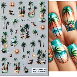 3d Nail Art Decals New Ultrathin Summer Tropical Palms Leaves Flowers Adhesive Sliders Nail Stickers Decoration For Manicure