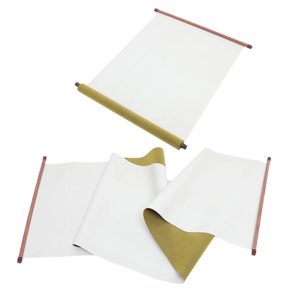 

2pcs Calligraphy Painting Mat Cloth Blank Calligraphy Practice Sheet Imitation Rice Paper Belt Shaft Durable Painting Mat