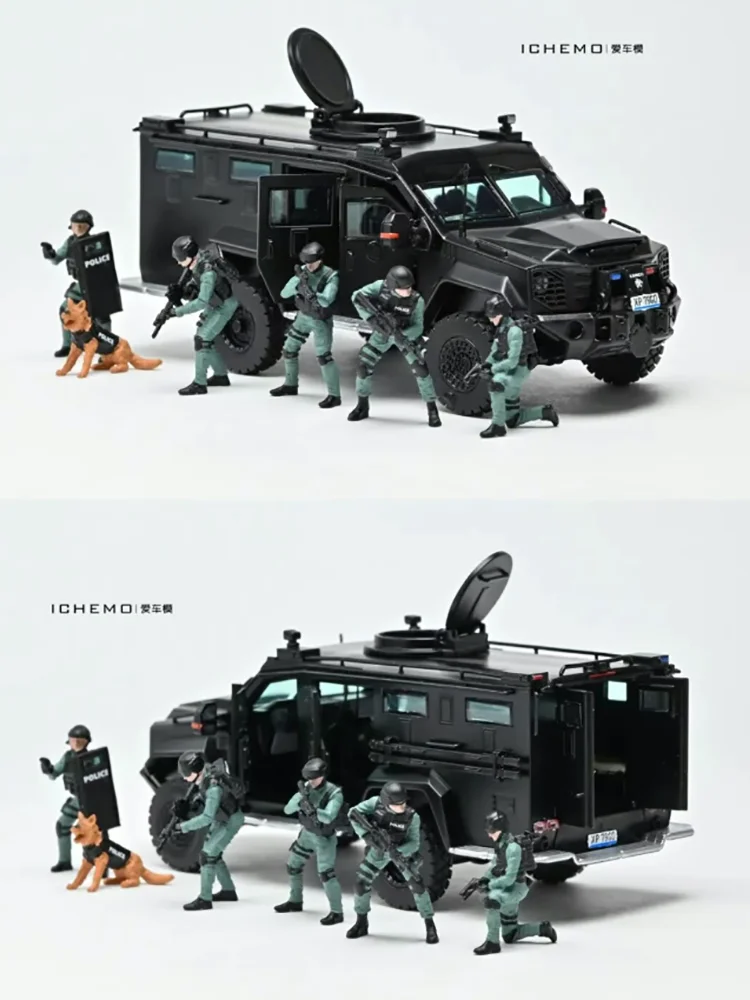 Модель автомобиля из сплава металла в масштабе 1:64, бронемашина Bearcat, с фигуркой.