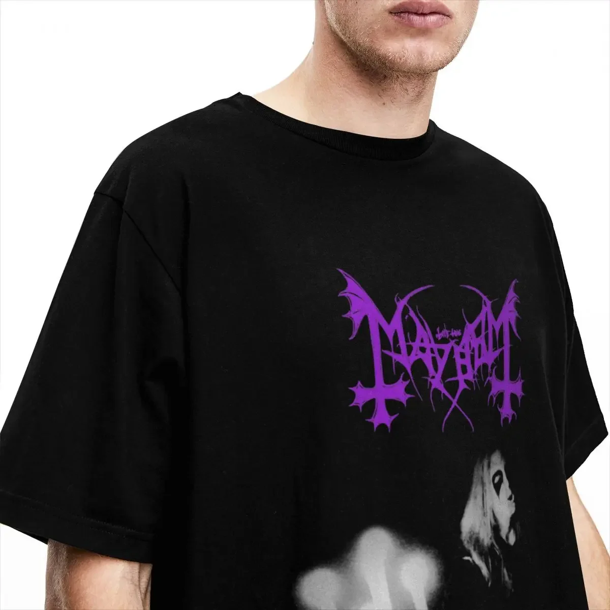 Homens e mulheres de algodão puro camisas de manga curta, Mayhem Live in Rocket, Black Metal Merch, Novidade Clothing Gift, Crewneck