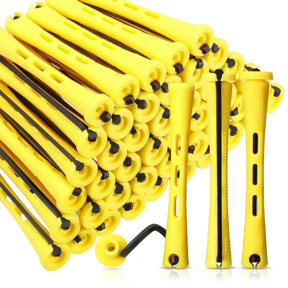20Pcs Perm Rods Natural Hair Perm Rods with Elastic Rubber Band Non Slip Plastic Perming Cold Wave Kit Hairdressing Styling Tool
