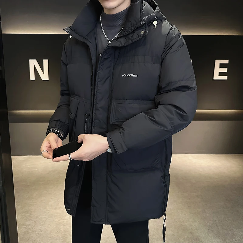 

Men's Winter Jaet Thiened down Coat Long Hooded Warmth High Height Northeast Chi Faionable Winter Clothes