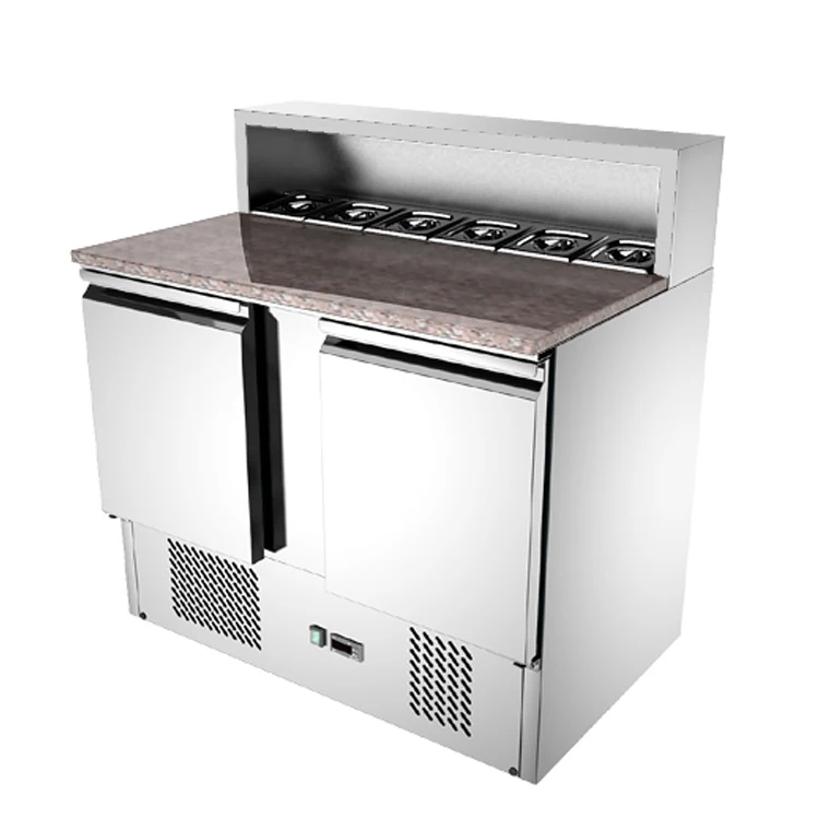 Guangzhou Static Cooling Refrigerated Counter Top /Salad Bar Refrigerator Marble Top Design
