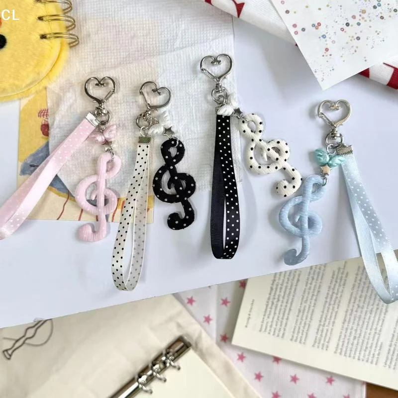 AttireTroveKawaii Ins Style Polka Dot Star Music Note Keychain Cute Phone Charm  Bag Pendant Decorative Ornament Gift for Girls