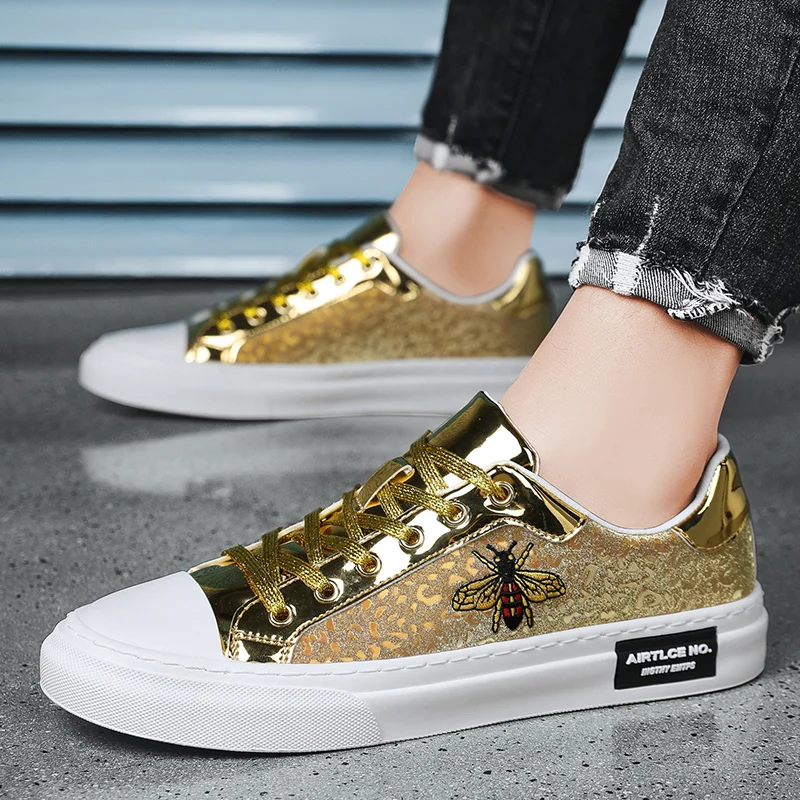 Hot Sale Gold Bee Sneakers Men Fashion Luxury Skateboard Shoes Men Original Designer Shoes Hip Hop Superstar Men\'s Skate Shoes