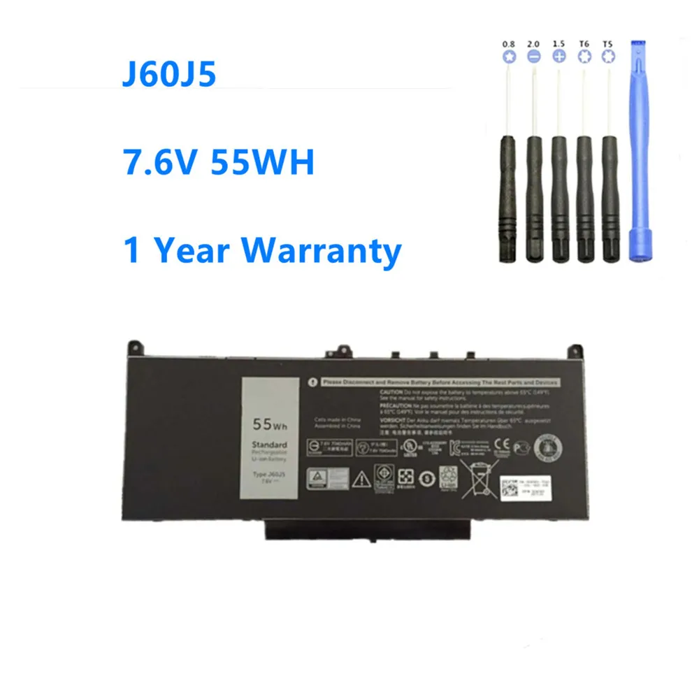 J60J5 Replacement Laptop Battery For DELL Latitude E7270 E7470 J60J5 R1V85 MC34Y 242WD 7.6V 55Wh/7080mAh