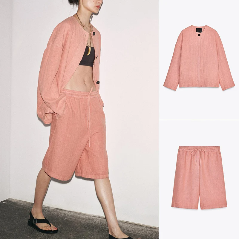 

Верхняя одежда Pilot Jaet из смеси льна 3004909, длинная повседневная одежда из смеси льна 293399, модный летний комплект одежды, женская одежда