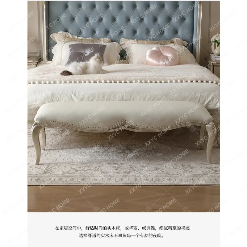XX solid wood long sofa stool leather simple light luxury bed front foot stool