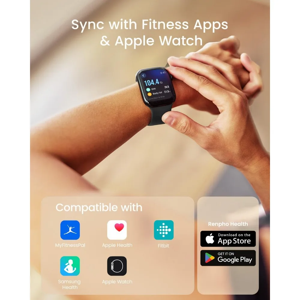 ميزان ذكي للجسم مع شاشة ملونة، واي فاي وبلوتوث، 18 مترًا صحيًا، قابل لإعادة الشحن