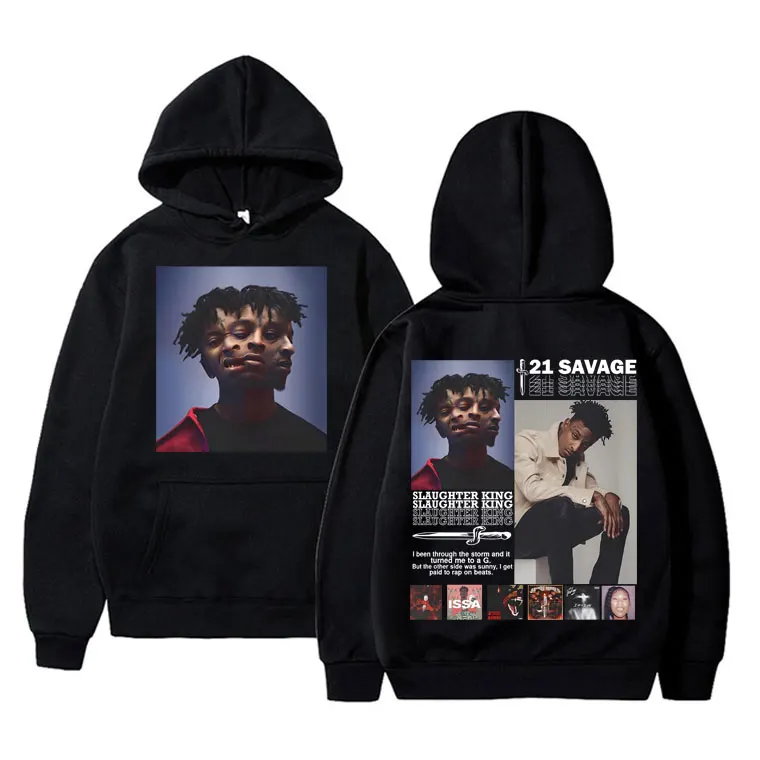 

Rapper 21 Savage Slaughter King Graphic Hoodie Men's Casual Oversized Sweatshirt Men Hip Hop Vintage Hoodies Male Rap Streetwear