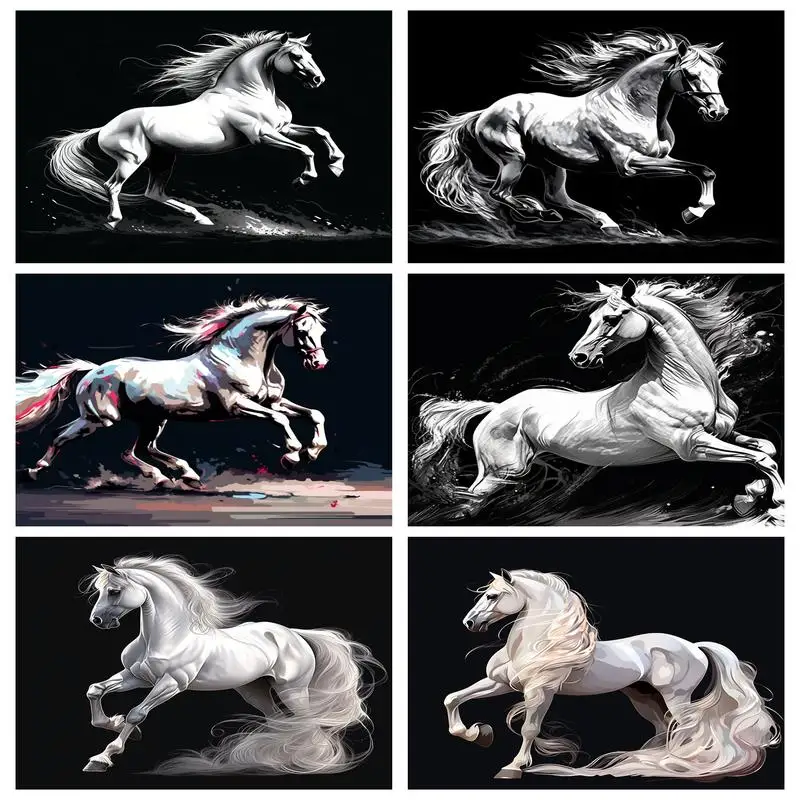 

RUOPOTY Diy Painting By Number Running Horse Pattern Kits With Frame Modern Picture With Numbers For Home Wall Decoration