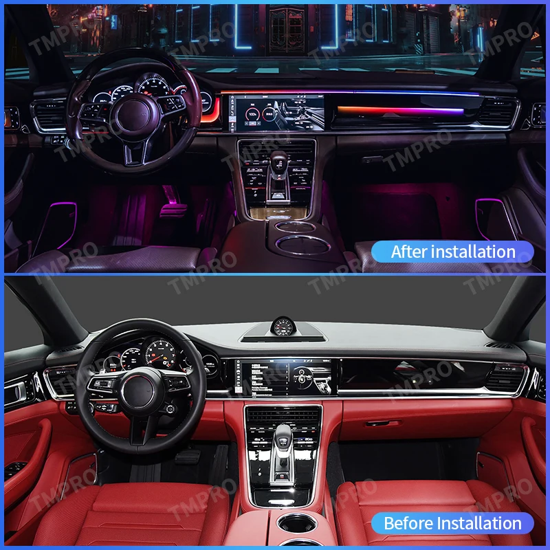 Iluminação ambiente interior automotiva, LED de 64 cores, Sistema de assistência de segurança, Porsche Panamera, 2017-2021