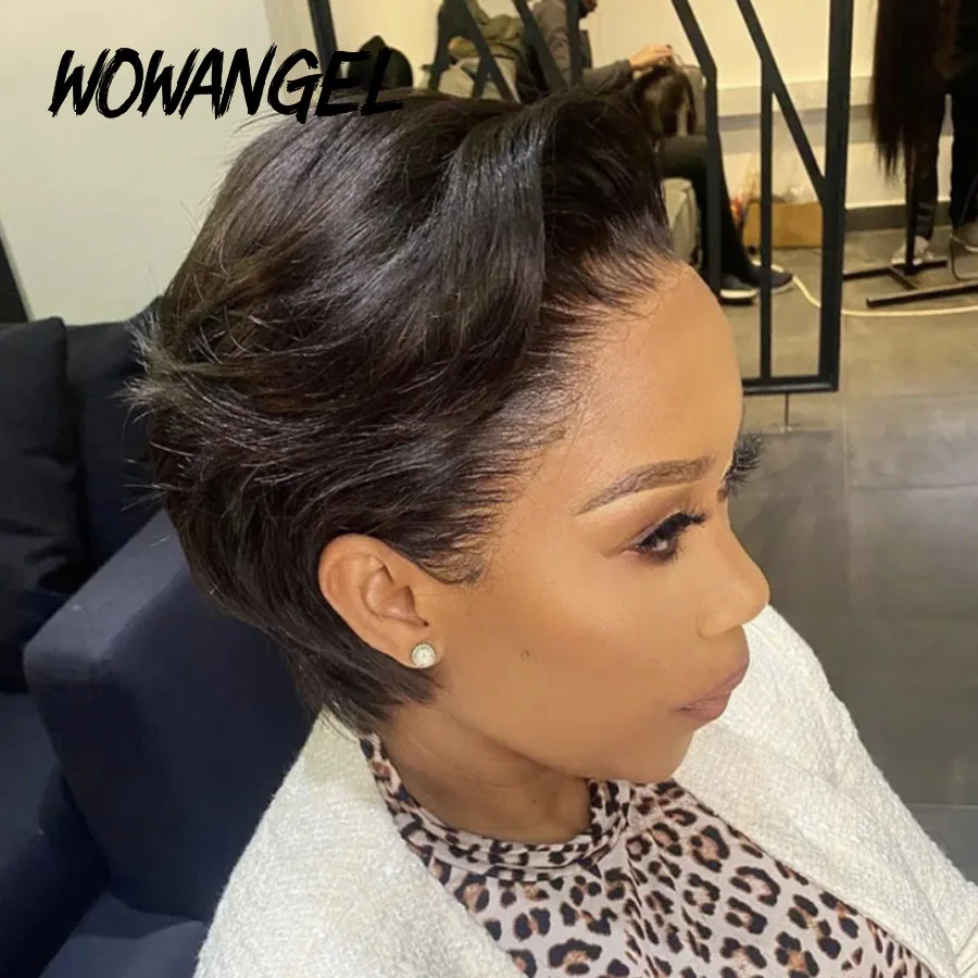 Parrucca diritta corta Pixie Cut HD parrucca anteriore in pizzo pelli Melt parrucche Bob Pre pizzicate 13x4 parrucca anteriore in pizzo capelli umani capelli brasiliani
