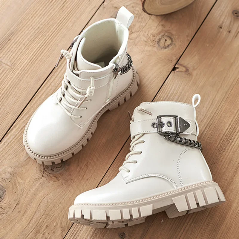 New Kids Shoes Soft Sole Casual Ankle Boots Girls Cotton Shoes Zipper Non Slip Leather Boots Boys Student Shoes Children Shoes